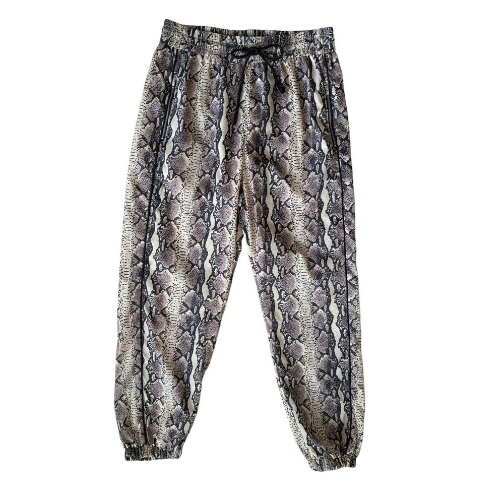 Revolve LPA Snake Print Nylon High Waist Joggers Women's Size Small Zip Pockets